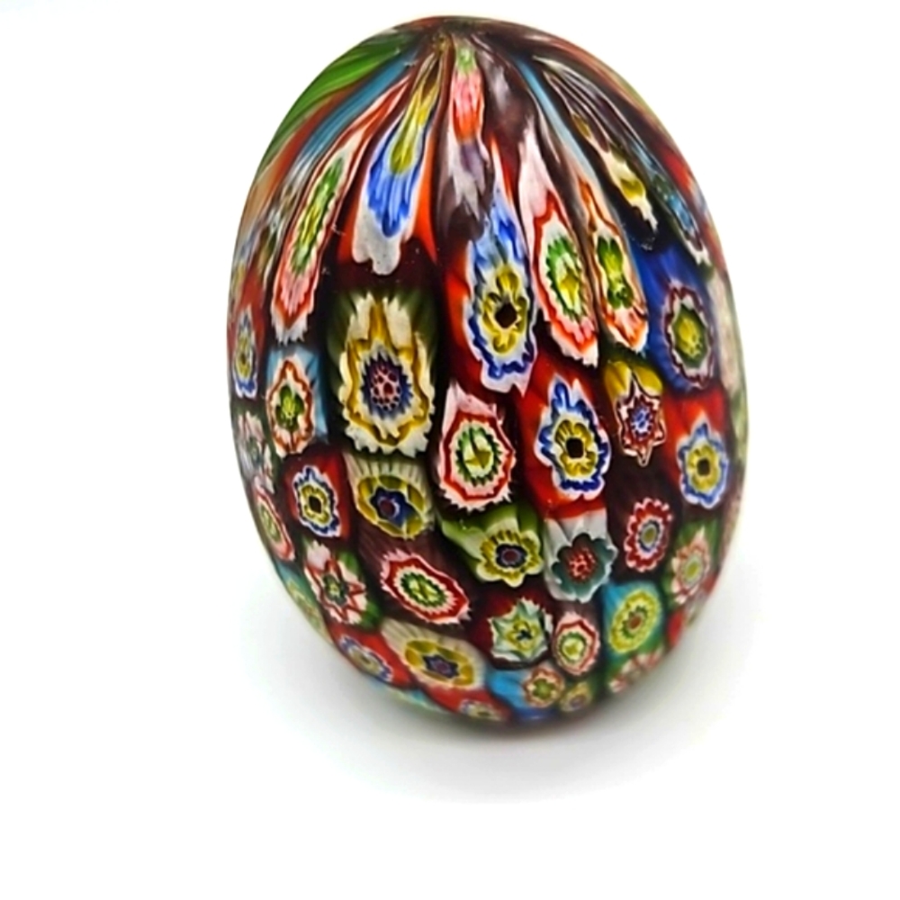 🩷 art glass millefiori egg paperweight